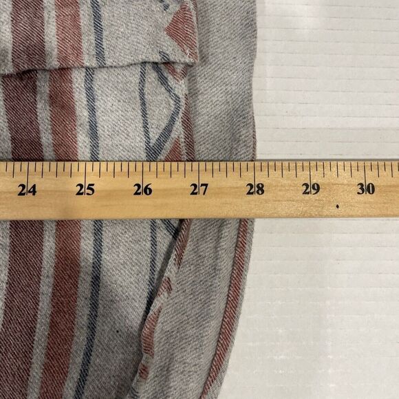 Eddie Bauer Flannel Shirt Men XL Aztec Gray Southwestern Button Down Grey Pocket - Picture 13 of 13